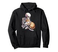 Skeleton Hugging Cat Cute Halloween Graphic Sudadera con Capucha