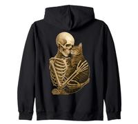 Skeleton Hugging Cat Cute Halloween Graphic Sudadera con Capucha