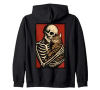 Skeleton Hugging Cat Cute Halloween Graphic Sudadera con Capucha