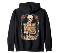 Skeleton Hugging Cat Cute Halloween Graphic Sudadera con Capucha