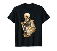 Skeleton Hugging Kittens Halloween Cats Lover Cat Mom Dad Camiseta