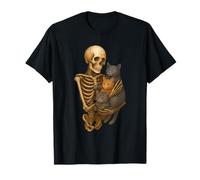 Skeleton Hugging Kittens Halloween Cats Lover Cat Mom Dad Camiseta