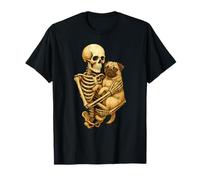Skeleton Hugging Pug Halloween Pugs Lover Pug Mom Dad Camiseta