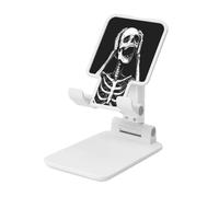 Skeleton Is Holding Its Head Soporte plegable para teléfono celular, ángulo ajustable, altura de escritorio, portátil, compatible con todos los teléfonos inteligentes, estilo blanco