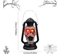 Skeleton Lantern Prop, Handheld Spooky Light, 9.06x4.92in Vintage Halloween Decor, Flickering Led Glow, Authentic Portable Build for Outdoor Porch, Yard, Garden, Holiday Party, House Decoration