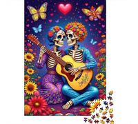 Skeleton Lovers Rompecabezas Musical Day of The Dead 1000 Piezas Papel Reciclado para Mujeres, Regalos para Hombres Rompecabezas Extremadamente Difícil Y Desafiante 52x38cm/1000pcs