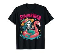 Skeleton Mermaid Floatie Happy Summerween Halloween Spooky Camiseta