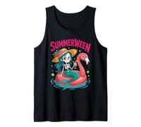 Skeleton Mermaid Floatie Happy Summerween Halloween Spooky Camiseta sin Mangas