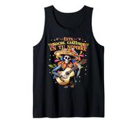 Skeleton Mexican Skull Fiesta Sombreros Mariachi Guitar Camiseta sin Mangas
