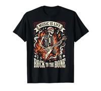 Skeleton Music Is Life Skull Rock Band Musician Skeletons Camiseta