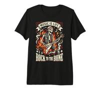 Skeleton Music Is Life Skull Rock Band Musician Skeletons Camiseta Premium