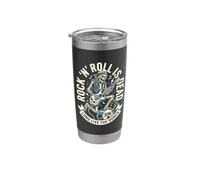 Skeleton Music Skull Rock Band Musician Skeletons Vaso térmico de acero inoxidable de doble pared