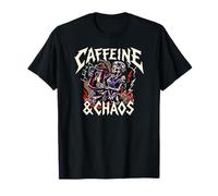 Skeleton Nurse Caffeine & Chaos Night Shift Camiseta