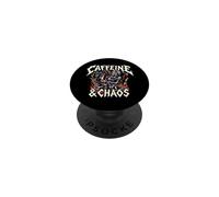 Skeleton Nurse Caffeine & Chaos Night Shift PopSockets PopGrip Adhesivo