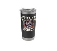 Skeleton Nurse Caffeine & Chaos Night Shift Vaso térmico de acero inoxidable de doble pared