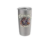 Skeleton Nurse Caffeine & Chaos Night Shift Vaso térmico de acero inoxidable de doble pared