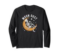 Skeleton on Crescent Moon Spooky Gothic Stars Sky Art Manga Larga