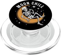Skeleton on Crescent Moon Spooky Gothic Stars Sky Art PopSockets PopGrip para MagSafe