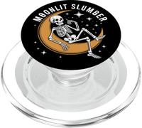 Skeleton on Crescent Moon Spooky Gothic Stars Sky Art PopSockets PopGrip para MagSafe