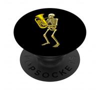 Skeleton Playing Euphonium - Orquesta de Banda de Marcha PopSockets PopGrip Adhesivo