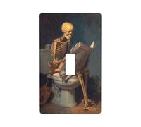 Skeleton Reading A Newspaper Toilet Dark Academia - Cubierta decorativa para interruptor de luz, 1 banda, placa de pared para cocina, granja, dormitorio, baño, decoración artística