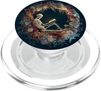 Skeleton Reading Book Floral Librarian Boho Botanical Art PopSockets PopGrip para MagSafe