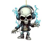 Skeleton Rear View Mirror Ornament, Hanging Skull Figurine, Gothic Car Charm, Heavy Duty Resin Design, Auto Interior Accessory, Ideal for Truck, SUV, RV, Bedroom, Halloween Decor