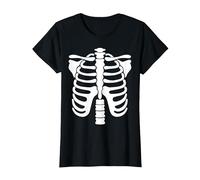 Skeleton Rib Cage Scary Easy Halloween Costume Tshirt Camiseta, Mujer, Negro, XS