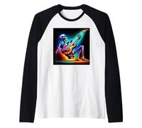 Skeleton Rock and Roller Tocando la Guitarra Camiseta Manga Raglan