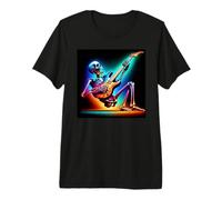 Skeleton Rock and Roller Tocando la Guitarra Camiseta Premium