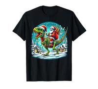 Skeleton Santa Riding T Rex Dinosaur Funny Christmas Camiseta