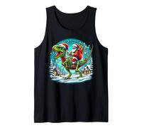 Skeleton Santa Riding T Rex Dinosaur Funny Christmas Camiseta sin Mangas