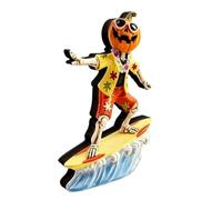Skeleton Sculpture 5.5in Knock-Resistant Surfing Pumpkin Wooden Halloween