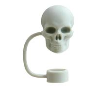 Skeleton Skull Straw Cover Silicona Drinking Topper Cute Horror Style Cap For 10mm Tube Protective Lid Reusable Flexible Drink Accessory Party Halloween Beverage Use Gift Bar Decoration Soft M