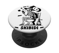 Skeleton Toilet Skibidi Waiting for Halloween Costume Like PopSockets PopGrip Adhesivo