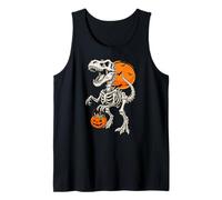 Skeleton Trex Dinosaurio Calabaza Halloween Niños Niñas Niños Camiseta sin Mangas