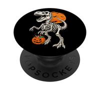 Skeleton Trex Dinosaurio Calabaza Halloween Niños Niñas Niños PopSockets PopGrip Adhesivo