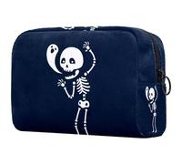 Skeleton with Happy Soul - Neceser de viaje para mujer, bolsa organizadora de maquillaje grande con cremallera, multicolor, 18.5x7.5x13cm/7.3x3x5.1in, Neceser
