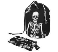 Skeletons and Bones - 1 bolsa de cosméticos con mini bolsa con cremallera, bolsa de aseo de viaje para mujer, organizador de maquillaje con cordón, bolsa portátil impermeable, Multicolor 14,