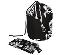 Skeletons and Bones - 1 bolsa de cosméticos con mini bolsa con cremallera, bolsa de aseo de viaje para mujer, organizador de maquillaje con cordón, bolsa portátil impermeable, Multicolor 12,