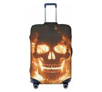 Skeletons and Ships in A Sea of Fire Funda elástica para equipaje de viaje, protector de maleta, funda de equipaje impresa antiarañazos, Black, L