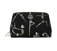 Skeletons - Bolsa de maquillaje de piel para yoga, organizador de viaje