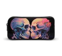 Skeletons in Love - Estuche divertido para bolígrafos, lápices de alta capacidad, bolsa de papelería, organizador de cosméticos para hombres y mujeres