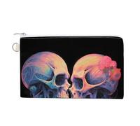 Skeletons in Love - Monedero de lona personalizado para cambio, bolsa de maquillaje pequeña para hombres y mujeres, 7.5 x 4.6 pulgadas, Estilo:, Talla única, MHXYZHW