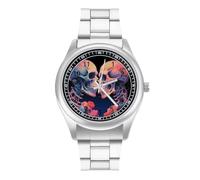 Skeletons in Love - Reloj de pulsera de cuarzo de acero inoxidable con números arábigos para hombres y mujeres, Estilo:, regular, MHXYZHW