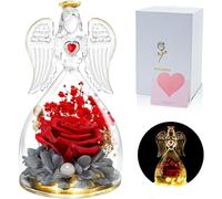 skelo Rosa Eterna, Rosa Eterna En Figura De Ángel De Cristal con Luz Led Y Cuentas, Rosa Infinita, Regalos para Mujeres, Regalo del Día De La Madre, Regalo De Cumpleaños para Mujeres