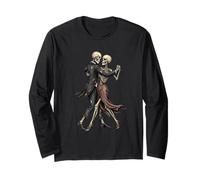 Skelton Tango Dancers Halloween Pareja Bailando Skeltons Love Manga Larga