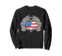 Skeltons Hands Heart 4th of July - Bandera patriótica americana Sudadera