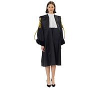 SKÉMATA, Toga - Kit clásico de lana extrafina 120'S para abogada, mujer, cajonista y cortesía clásica, color dorado y negro, con práctico clip, talla S