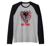 Skenderbeg Albania Mi ADN Bandera de Kosovo Orgullosa Camiseta Manga Raglan